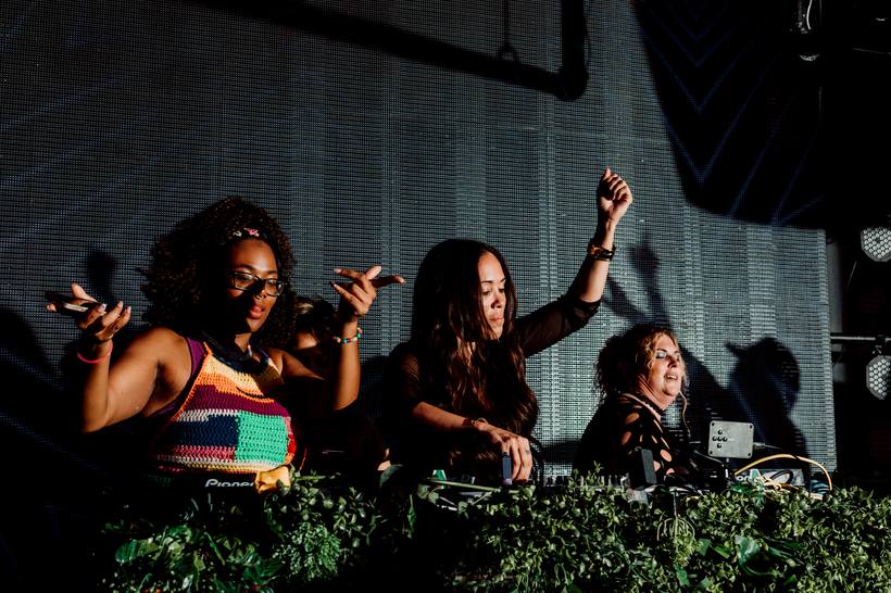Three Spin Lab DJs behind the decks